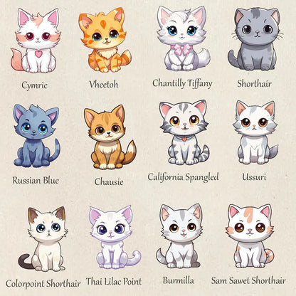 100 Cute Cats Clipart Bundle: Kitten & Cat Breeds PNG for Sublimation