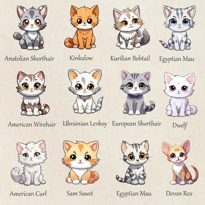 100 Cute Cats Clipart Bundle: Kitten & Cat Breeds PNG for Sublimation