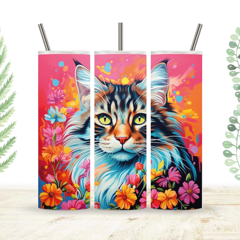 100+ Colorful Floral Cats PNG Bundle: Cat Breed Illustrations for Sublimation