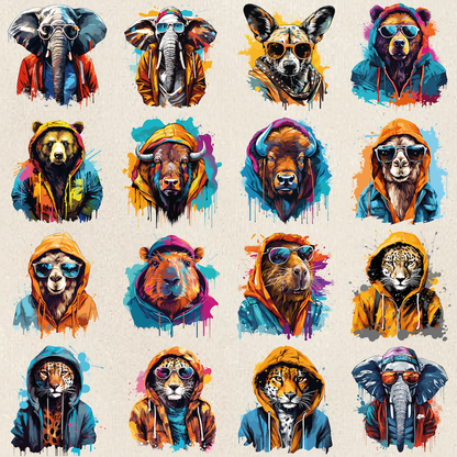 100+ Fancy Animals T-Shirt Design Bundle: Cool Animal PNGs for Sublimation